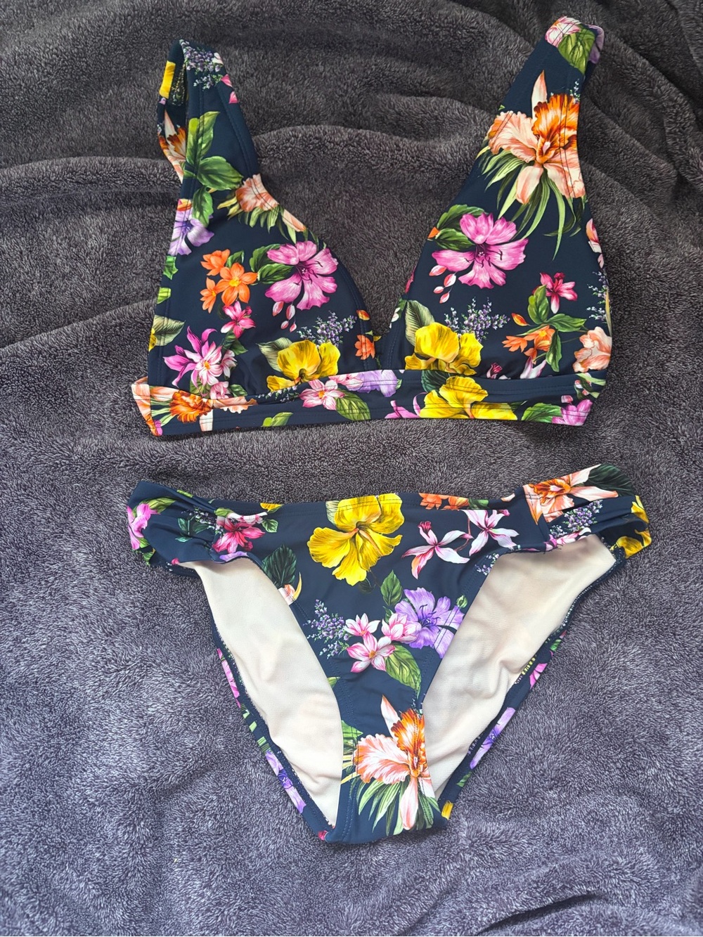 Kona Sol Multicolor Floral Swim Top and Bottom Set